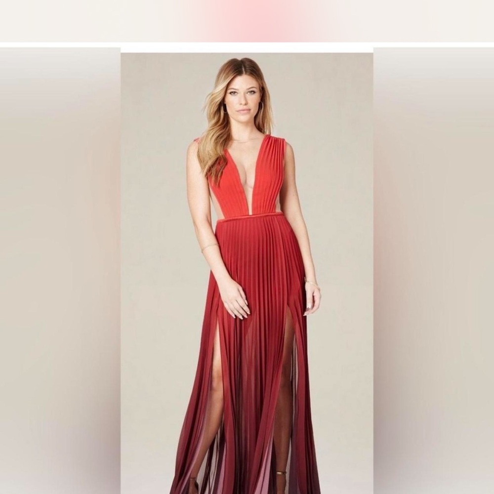bebe Red Plunge Maxi Dress